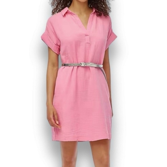J. Crew Dresses & Skirts - J crew relax popover Muslim gauze pink V-neck dress size XS
